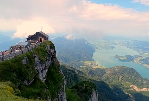 คลังภาพถ่ายฟรี ของ กระท่อม, ทะเลสาบสีฟ้า, ระวังภูเขา