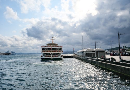 Ferry Moored on Sea Shore in Istanbul