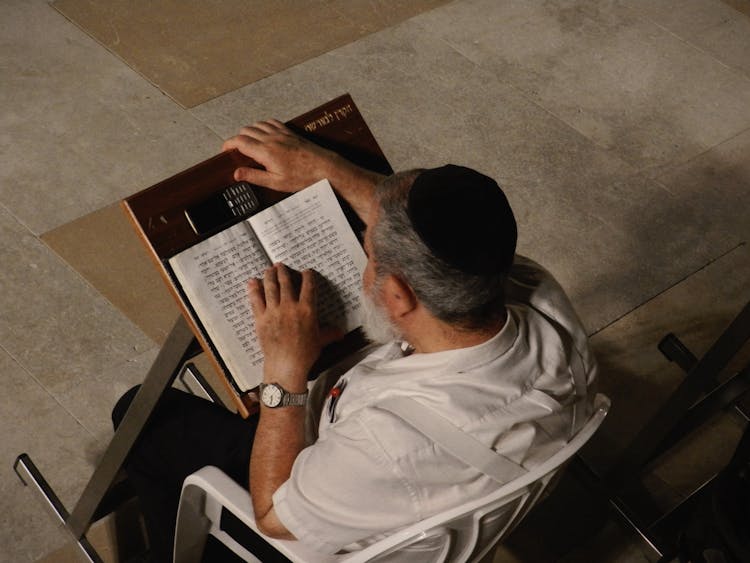 Jewish Man Sitting And Reading