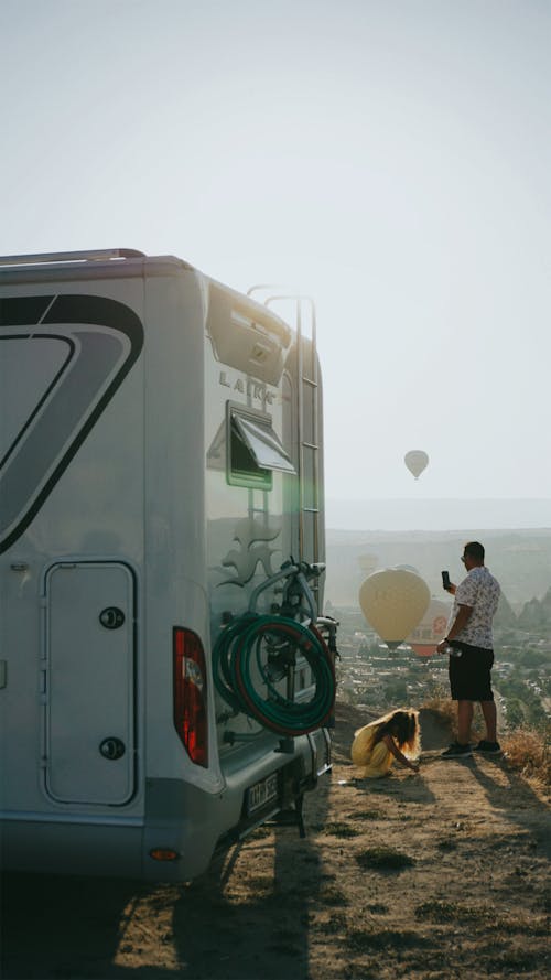 RV and Man Standing behind in Cappadocia