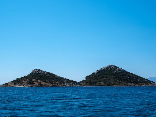 Hills on Island on Sea Coast