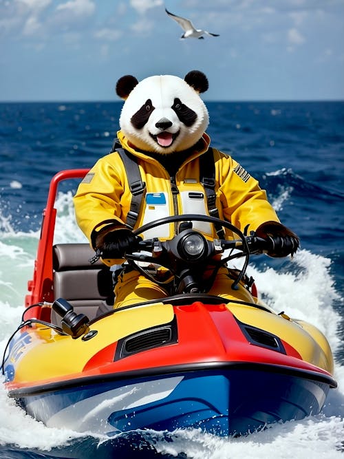 Explorer Panda driving a rib