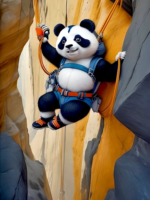 Explorer Panda resting between sky and ground