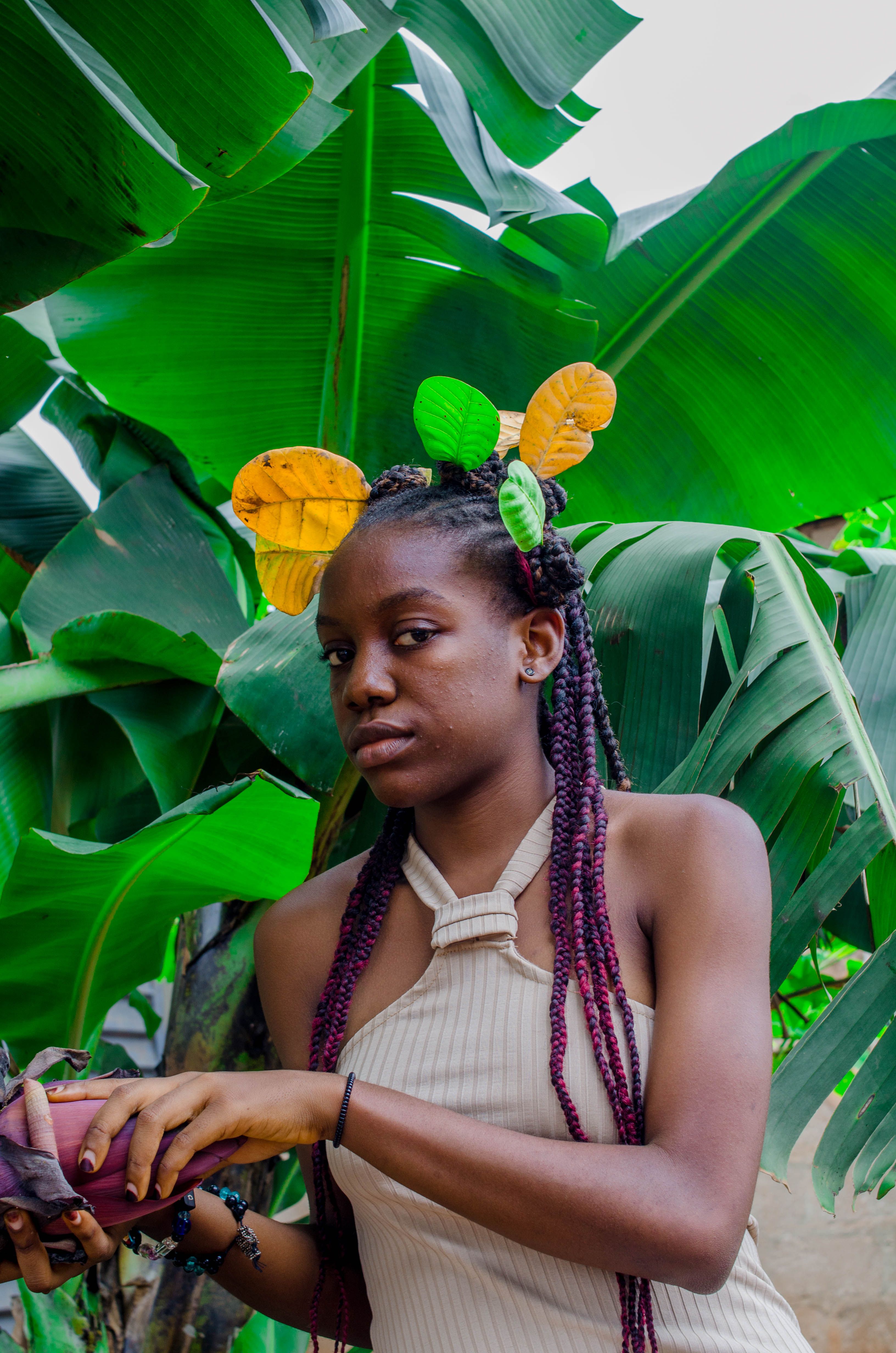 Woman among Colorful Leaves