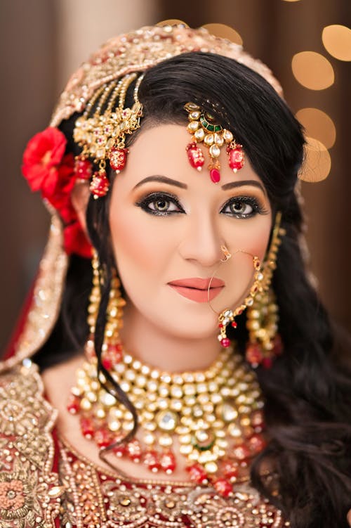 Portrait of Woman in Traditional Clothing and with Jewelry