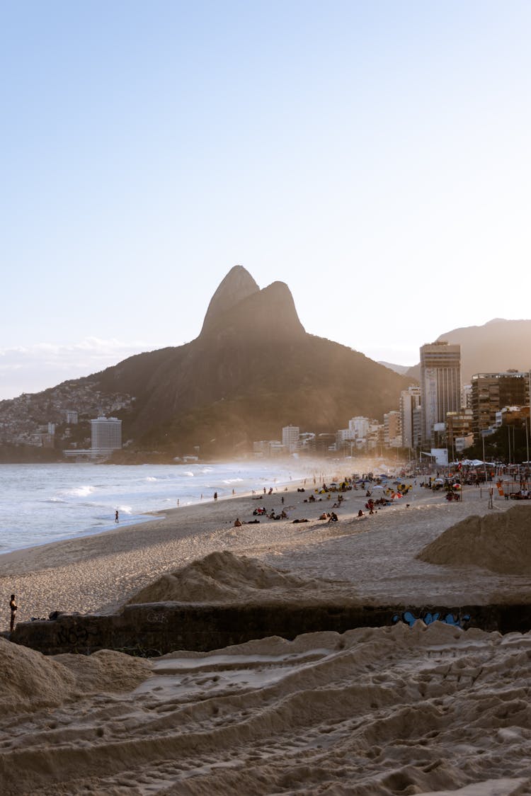 Ipanema Beach With The Pedra Da Gavea Mountain In The Background