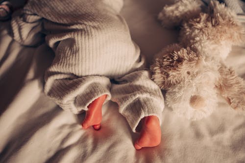 Feet of Baby Lying on Belly