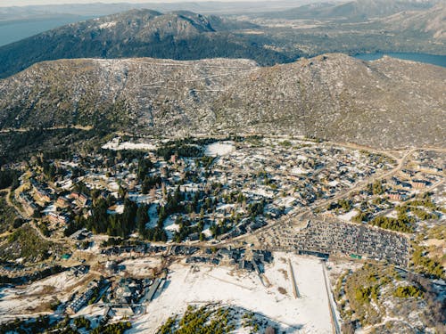 Hill over Village in Winter