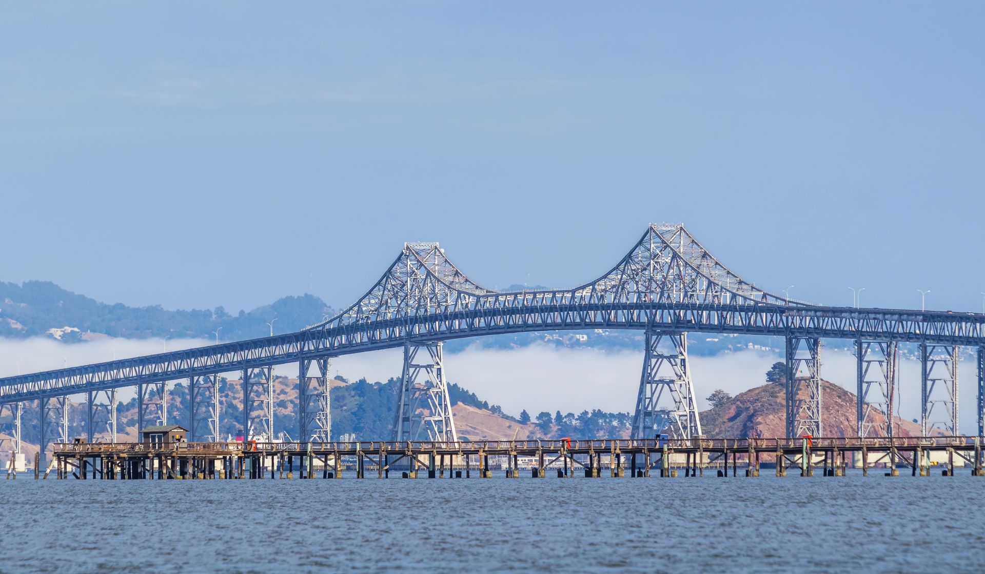 The Richmond-San Rafael Bridge crossing San Francisco Bay under a clear sky