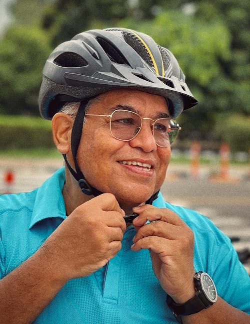 Smiling Man Wearing Cycling Helmet
