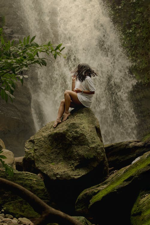 Free Woman Sitting in a Jungle  Stock Photo