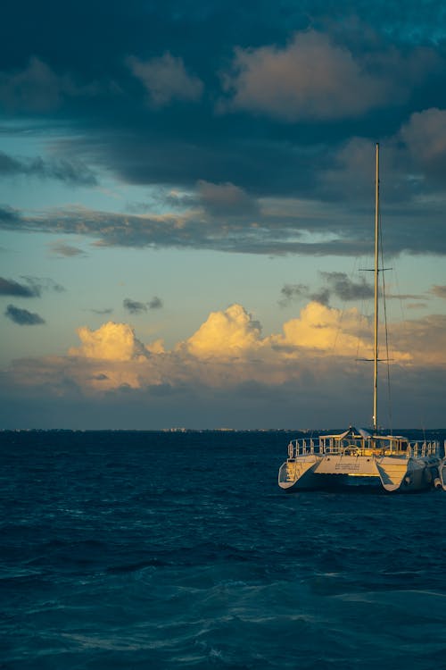 Gratis Perahu Layar Biru Dan Putih Foto Stok