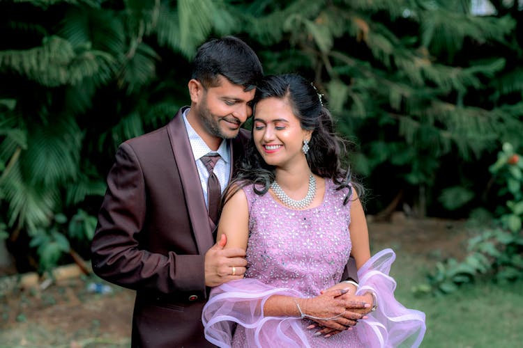 Wedding Couple In A Park 