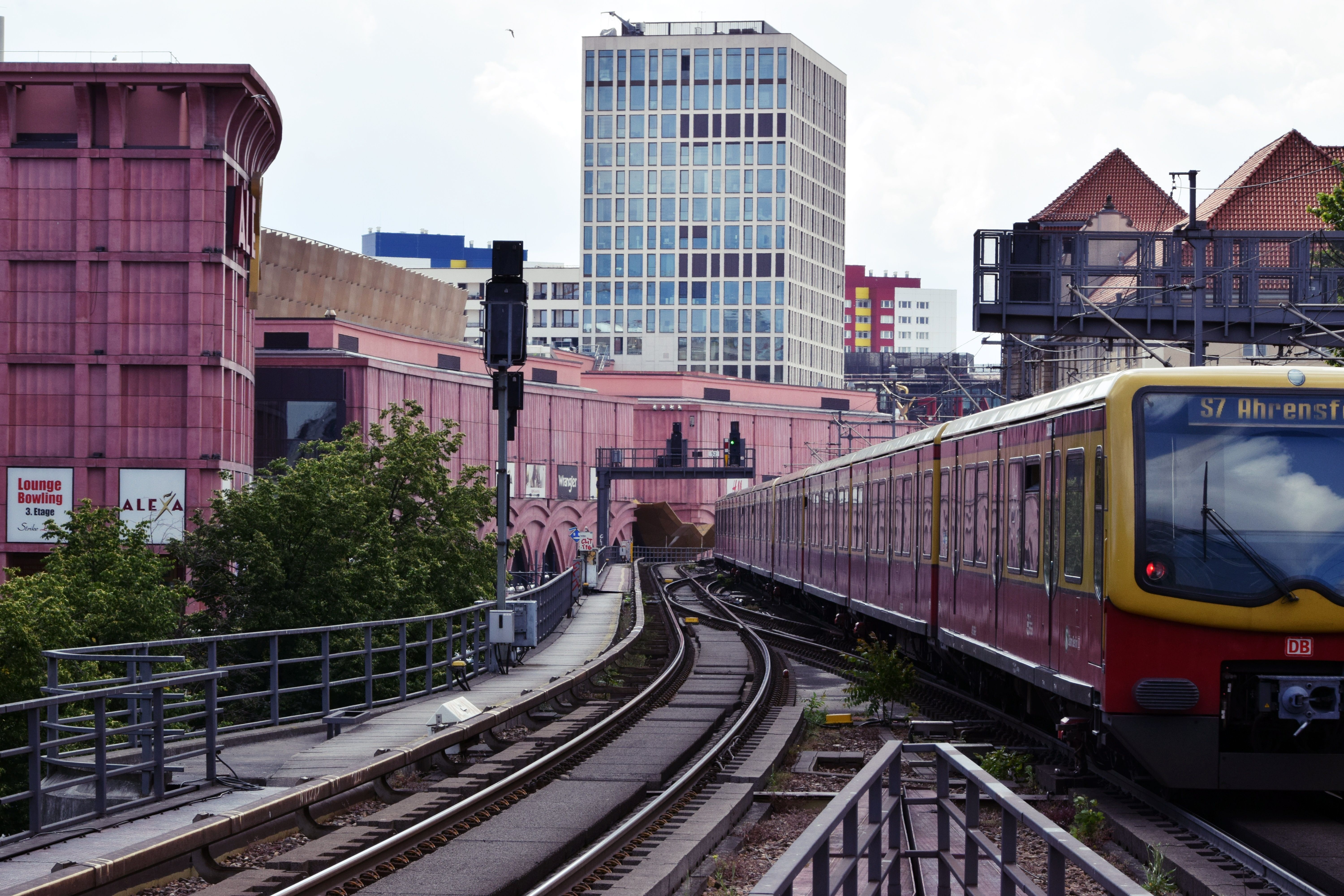 S-Bahn train arriving at Frankfurt Airport station