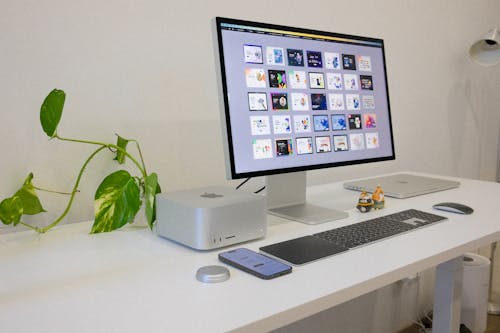 Free Workstation with Computers from Apple Stock Photo