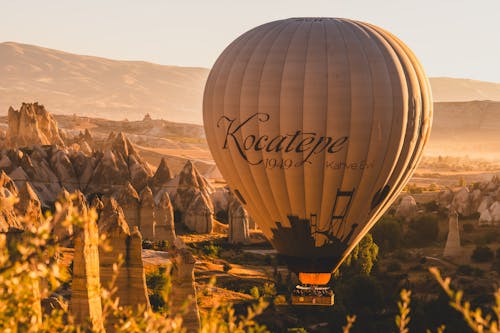 A Hot Air Balloon Flying over Cappadocia, Turkey 