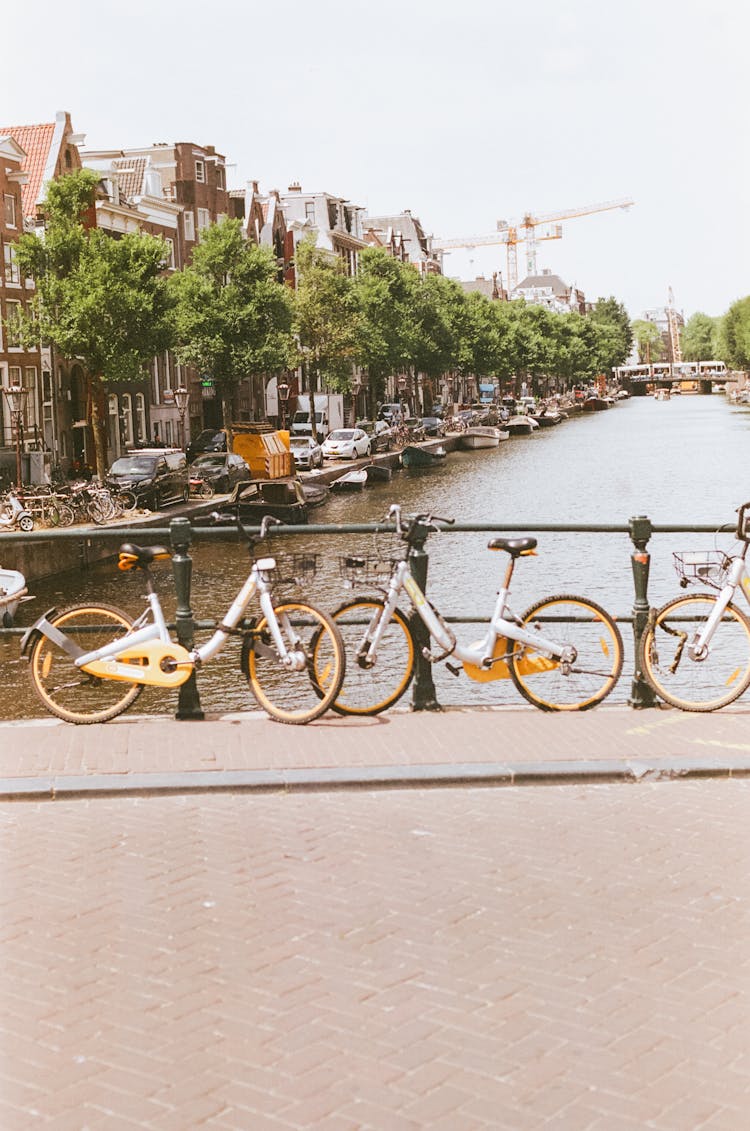 Bikes On Bridge In Amsterdam