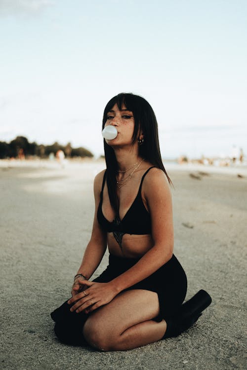 Brunette Posing at Beach