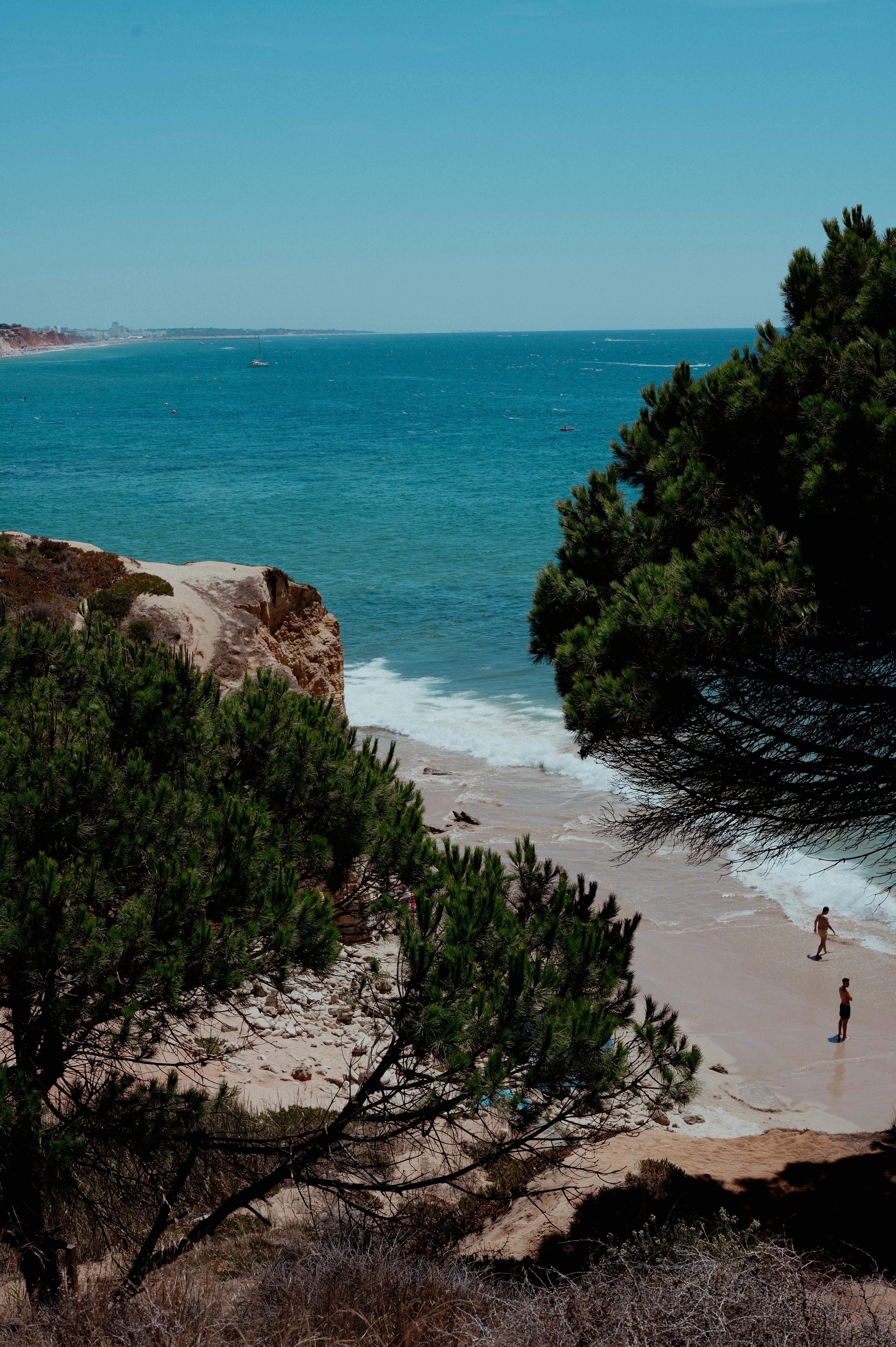阿尔加维的海岸线以其美丽的风景而闻名，悬崖、松树和碧绿的海水构成了一幅绝妙的画面