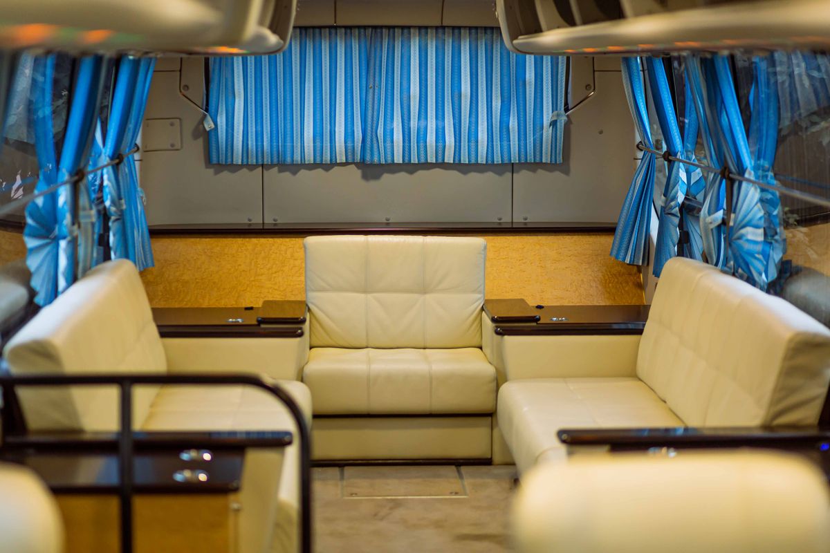 Luxury sprinter interior with leather seating