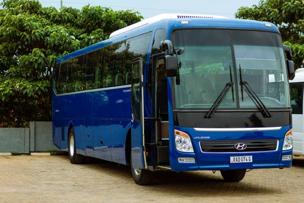 Elegant blue coach bus