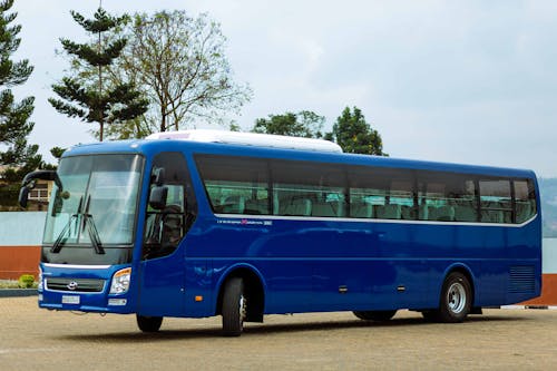 Blue Hyundai Bus