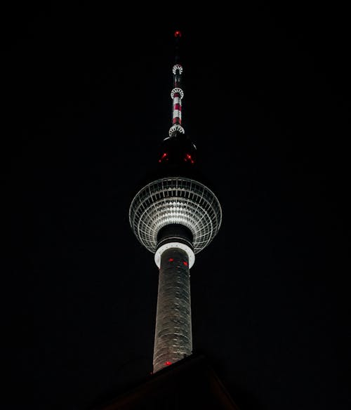 Illuminated Fernsehturm Berlin at Night, Berlin, Germany 