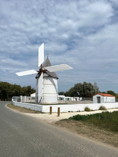Vintage Windmill near Road