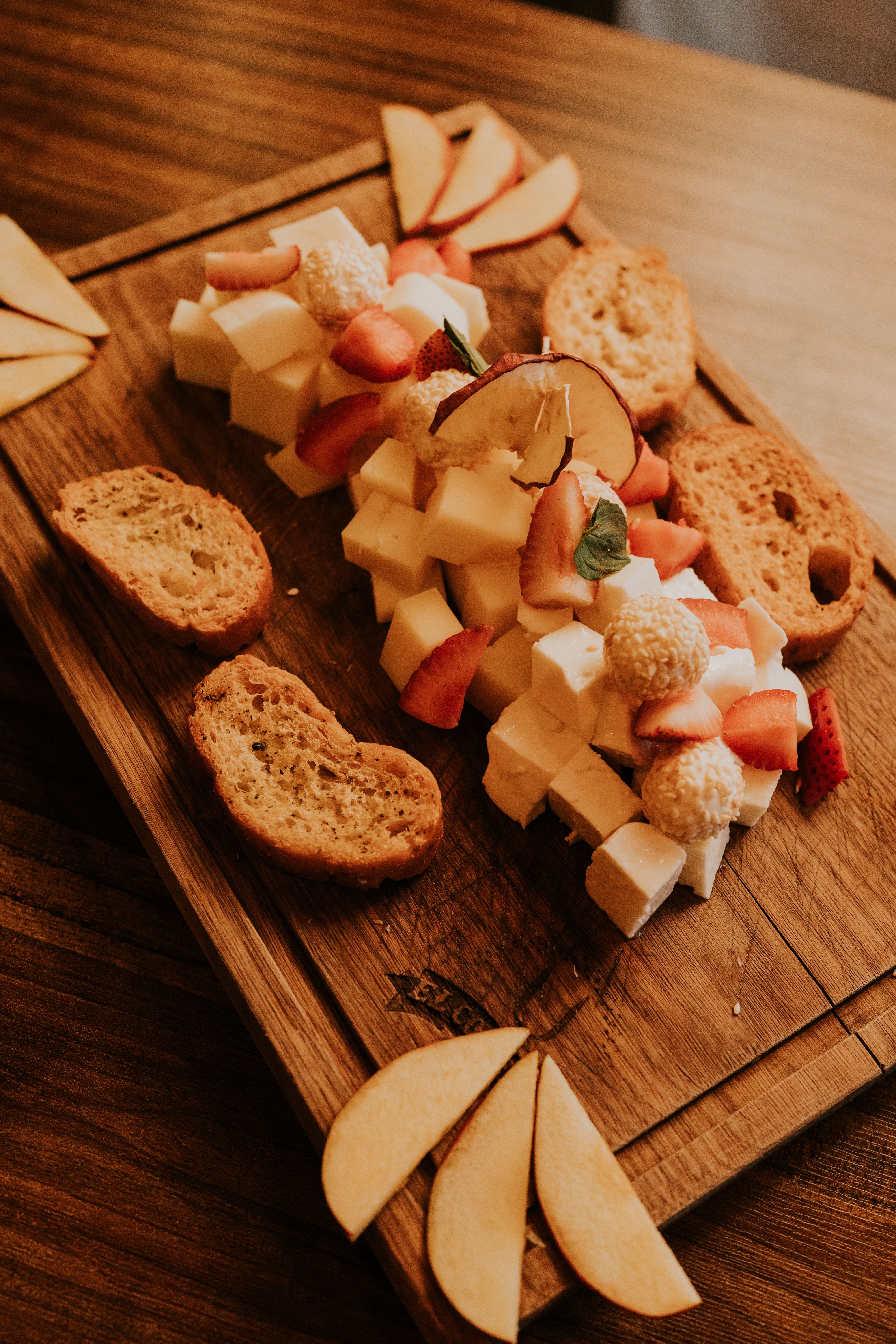 Bite-sized apple pieces measured for a dog treat