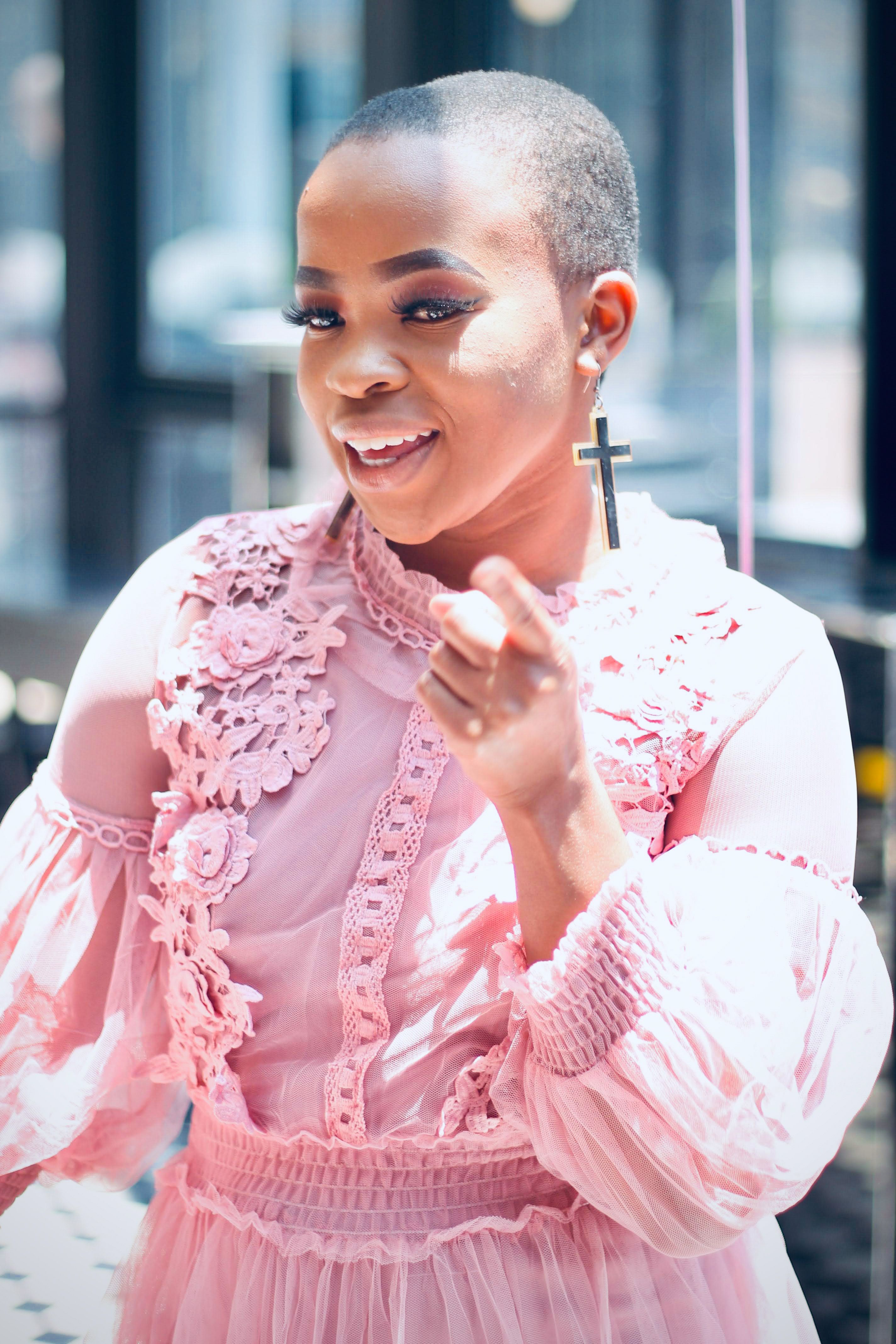 Woman in Pink Dress with Lace · Free Stock Photo
