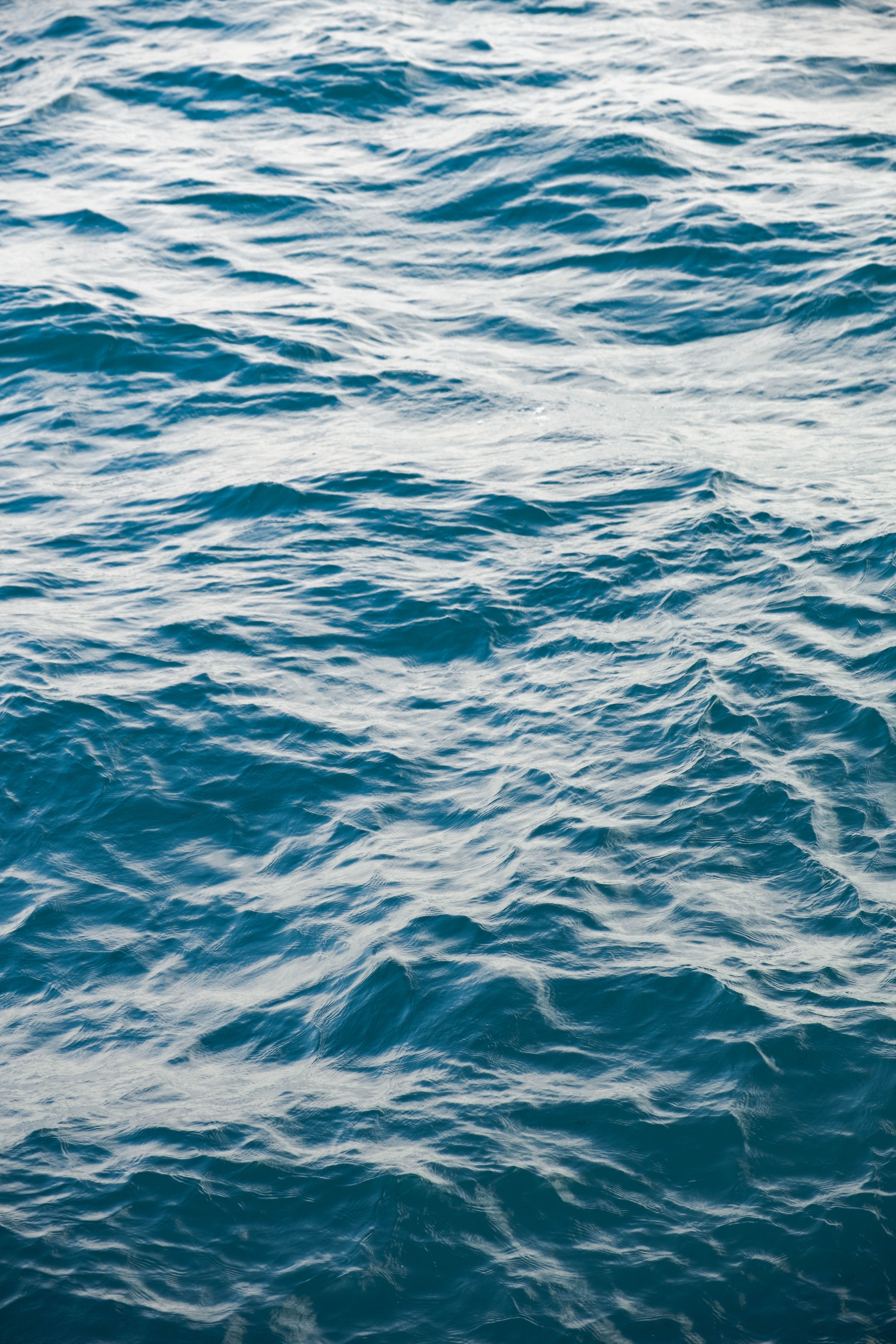 A peaceful view of gentle ocean waves rippling in blue tones, capturing a serene aquatic mood.