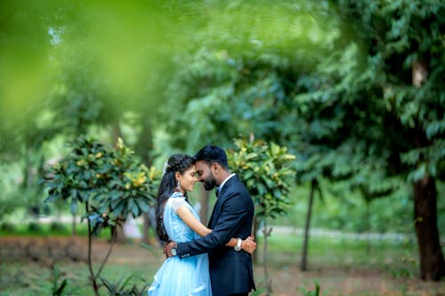 Couple in Suit and Blue Dress