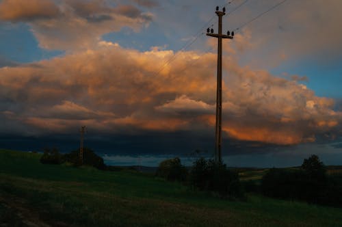 Imagine de stoc gratuită din 4k, apus, cablu electric