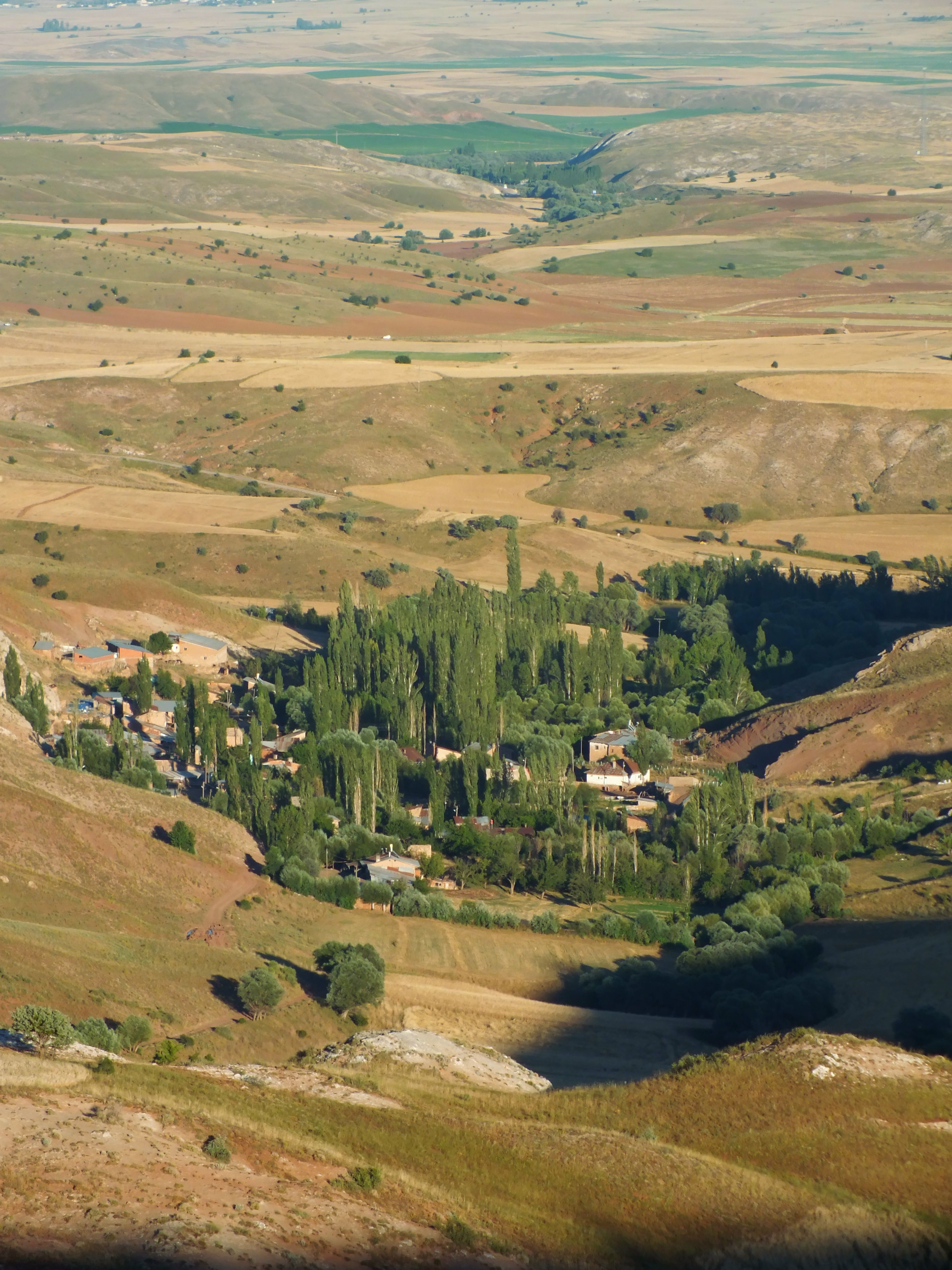 Explore the scenic rural landscapes of Sivas, Türkiye from a bird's eye perspective, showcasing lush greenery and natural beauty.