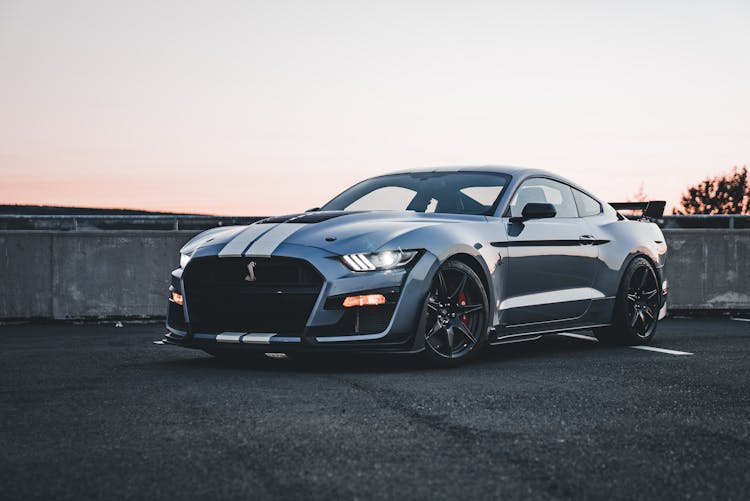 Sports Shelby Mustang On Parking Lot