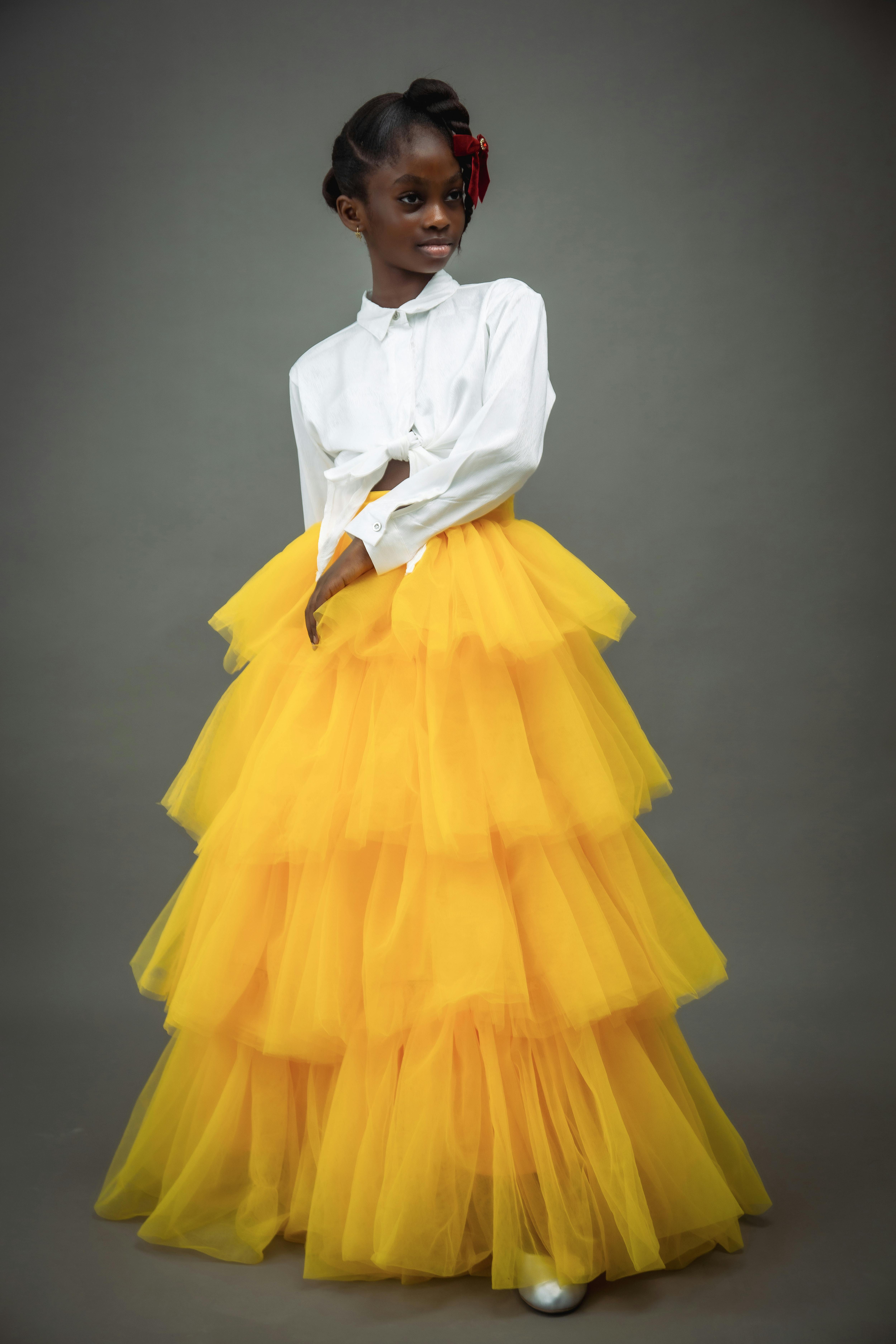 White shirt 2024 yellow skirt