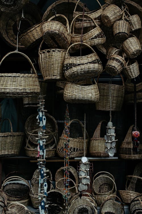 Wicker Baskets in a Market Stall 