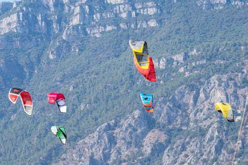 Colorful Kites Flying in Air