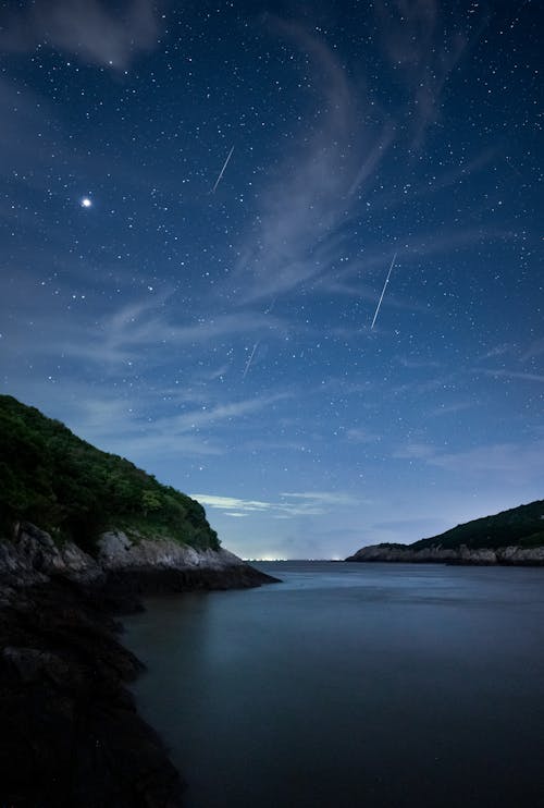 A Body of Water under a Night Sky 