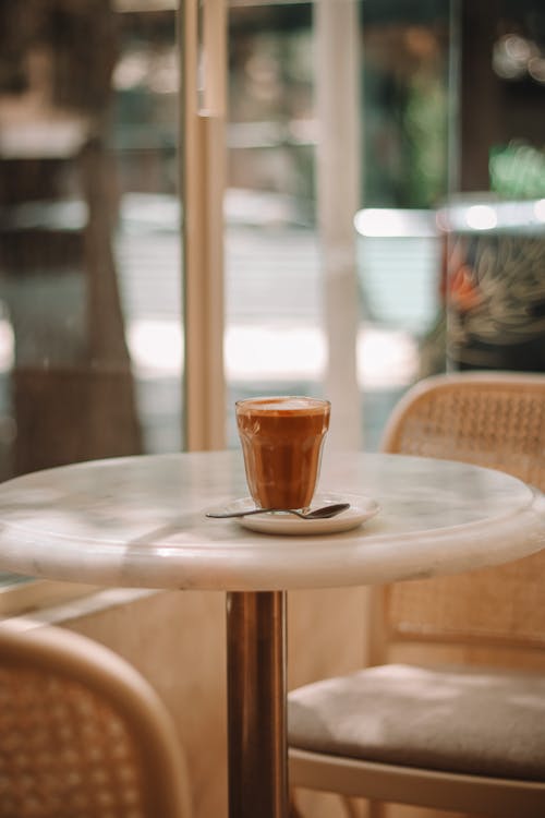 Close-up of a Coffee on a Table in a Cafe