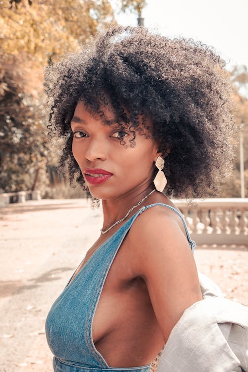 Portrait of Woman with Curly Hair