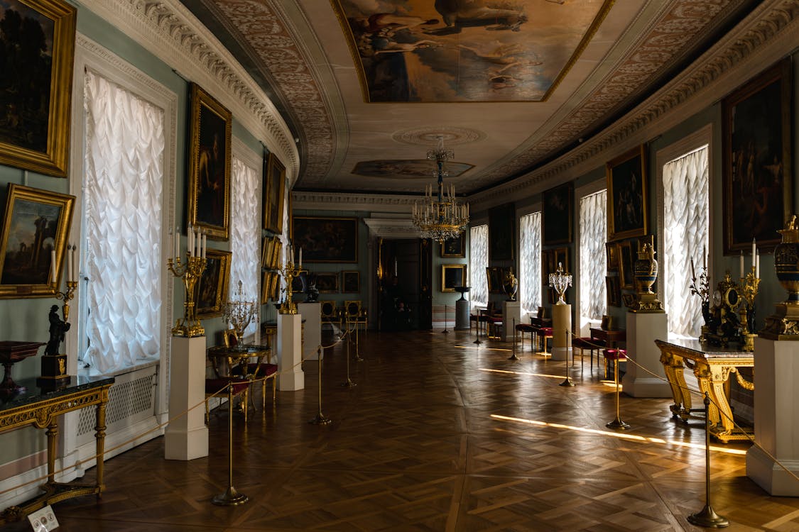 Exhibition of Paintings in Decorated Room