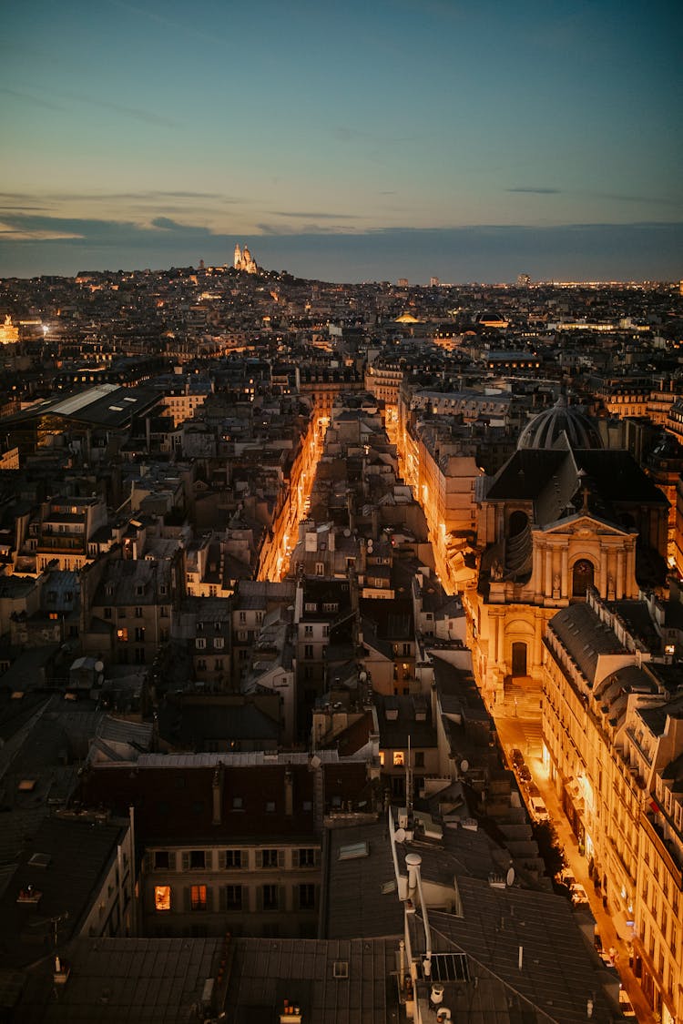 Panoramic View Of Paris At Sunset