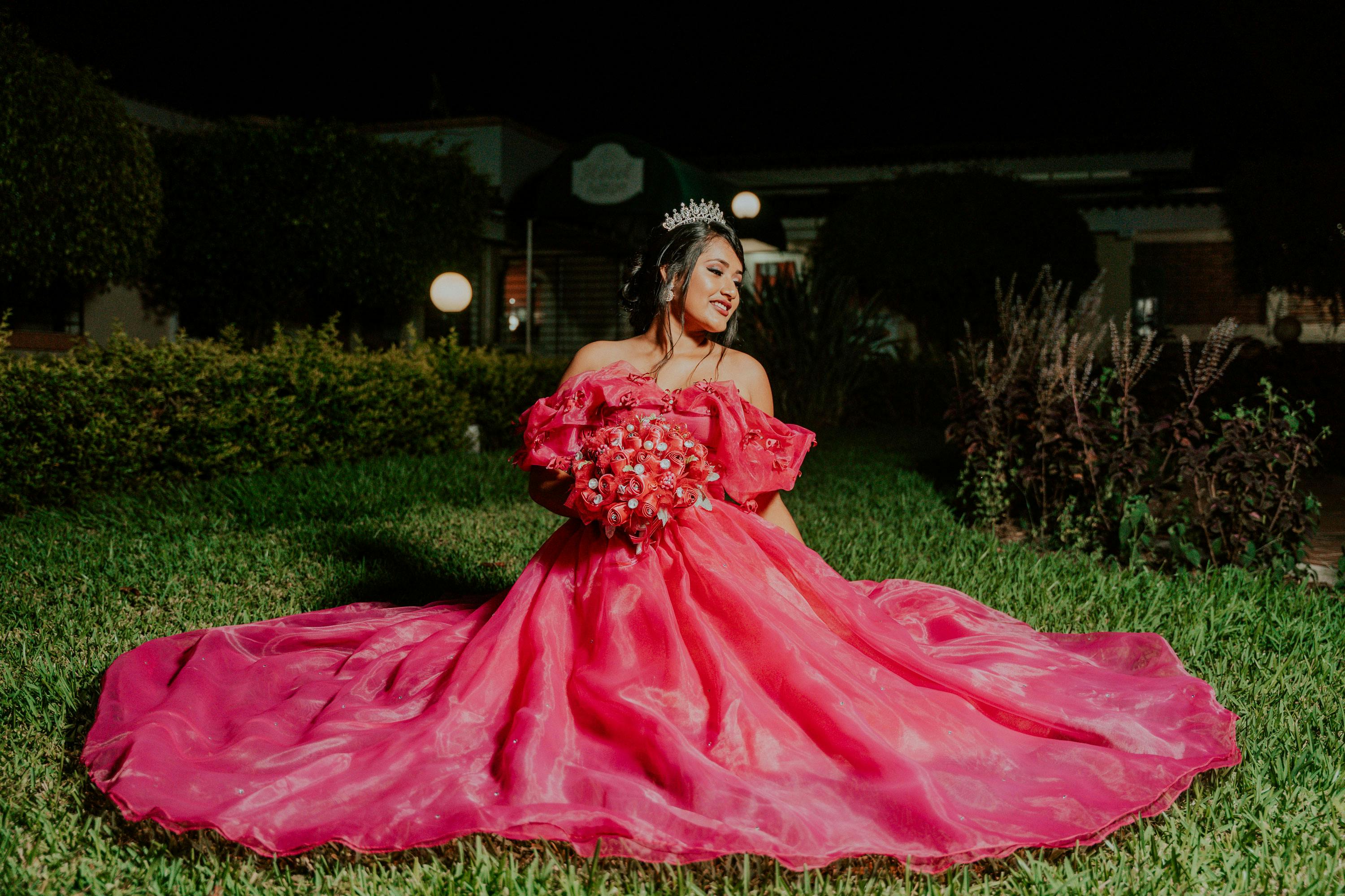 Floral Pink Wedding Dress Off the Shoulder Sparkly Sequin Prom Dresses –  Viniodress