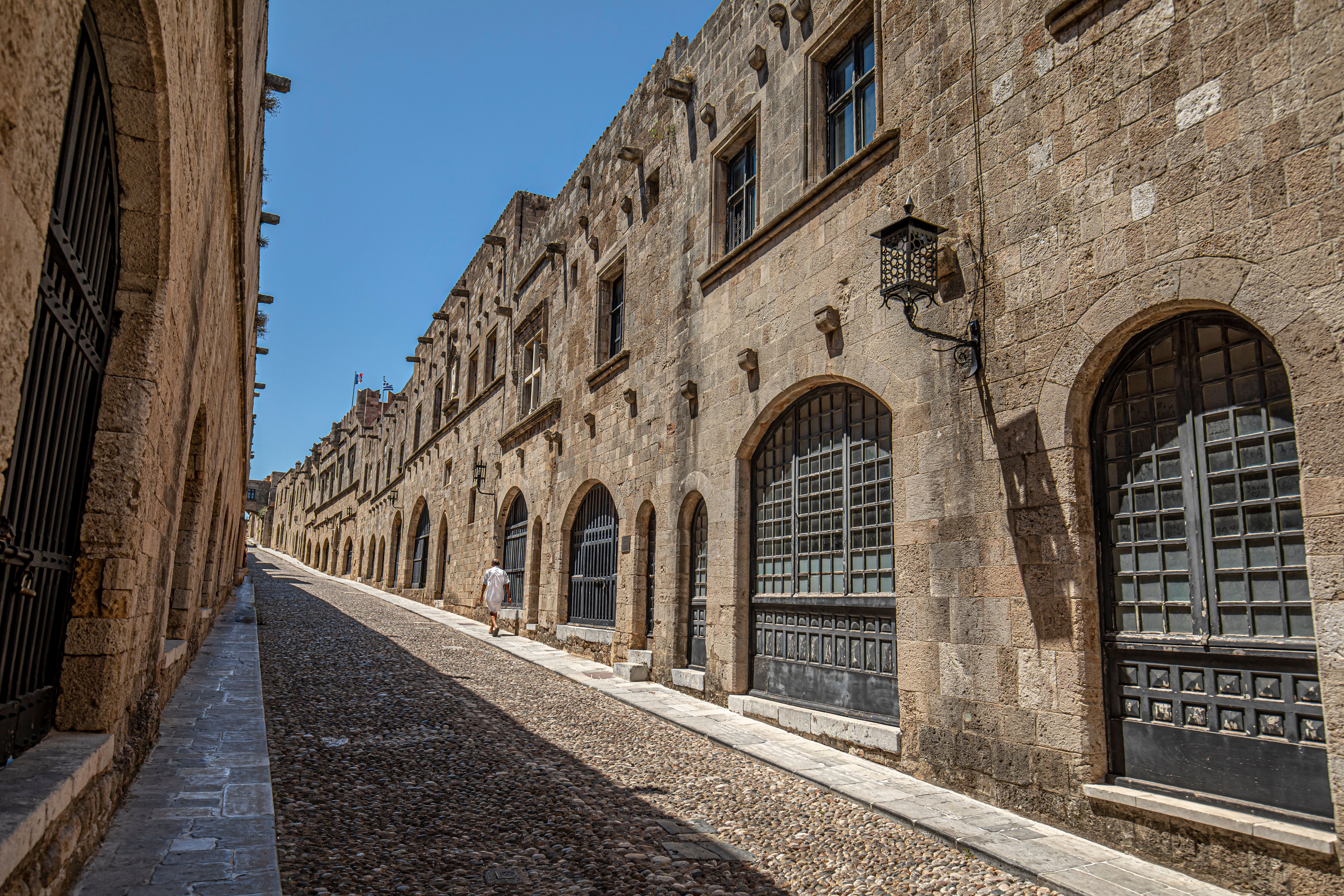 The medieval Street of the Knights in Rhodes old town, Greece