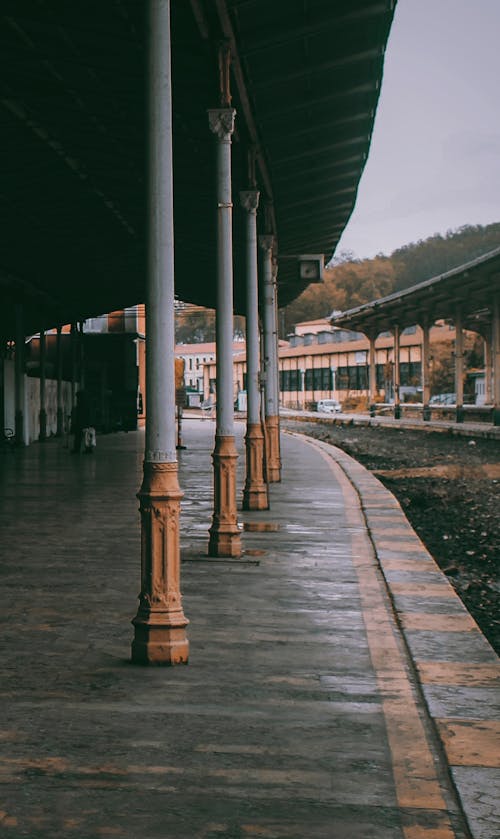 Empty Train Station after the Rain