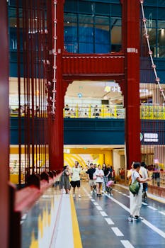 Replica of the Golden Gate Bridge inside Terminal 21 shopping mall in Bangkok, Thailand.