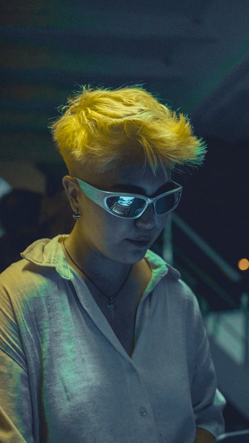 Portrait of Blonde Woman in Sunglasses