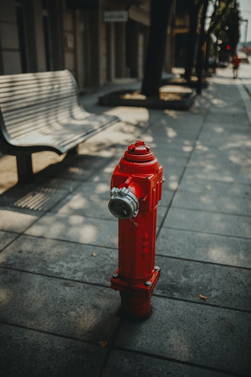 Red Fire Hydrant on the Sidewalk 