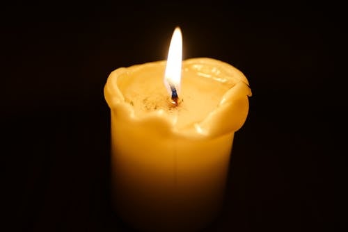 Burning Candle in Close-up View